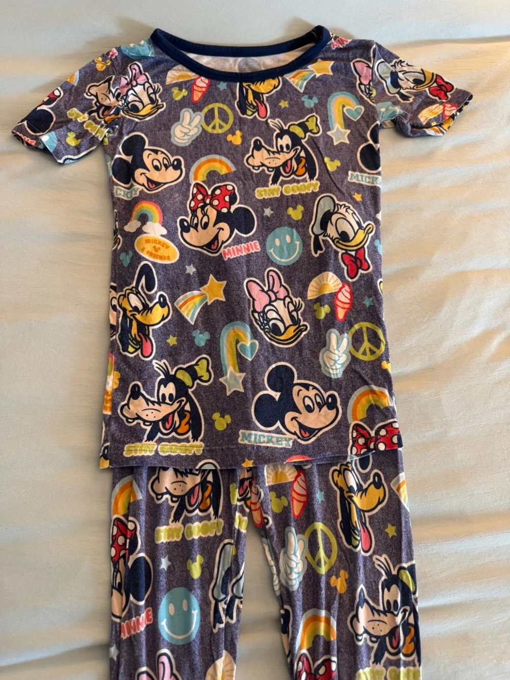 Disney Multicolor Mickey & Friends Navy Short-Sleeve Pajama Set
